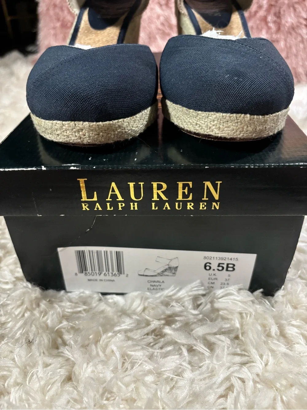 Ralph Lauren Charla Navy Canvas Women's Sandals-6.5